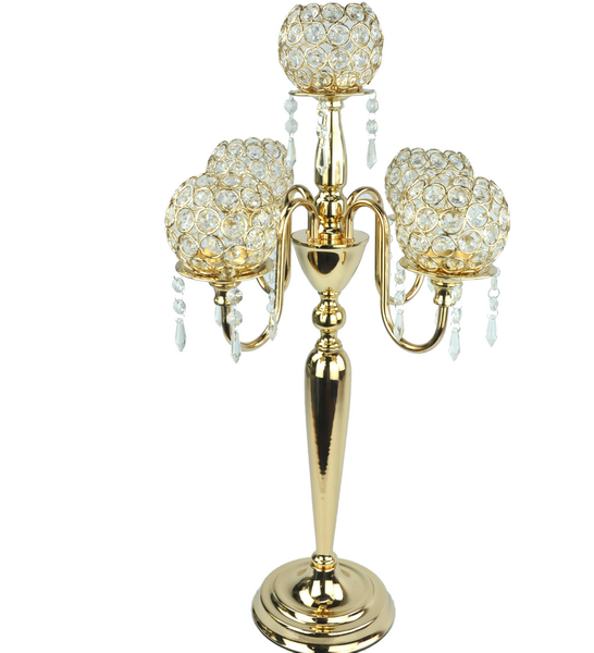 Five Arms Beaded Crystal Candelabra