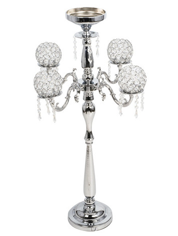 Four Arms Crystal Beaded Candelabra