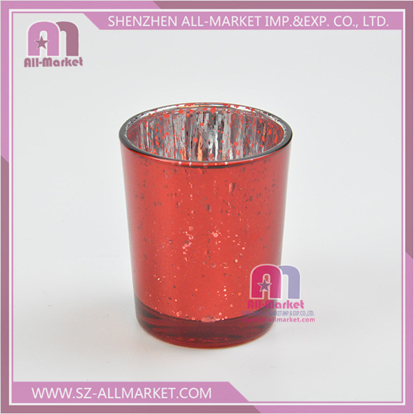The starry sky glass candle cup plating red.jpg