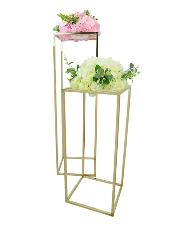 Rectangle Gold Metal Wedding Flower Vase